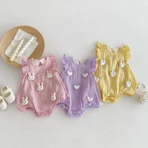 100% Cotton New Born Summer One-Piece Outfit Super Cute Stereo Doll Style Baby Girl Rompers