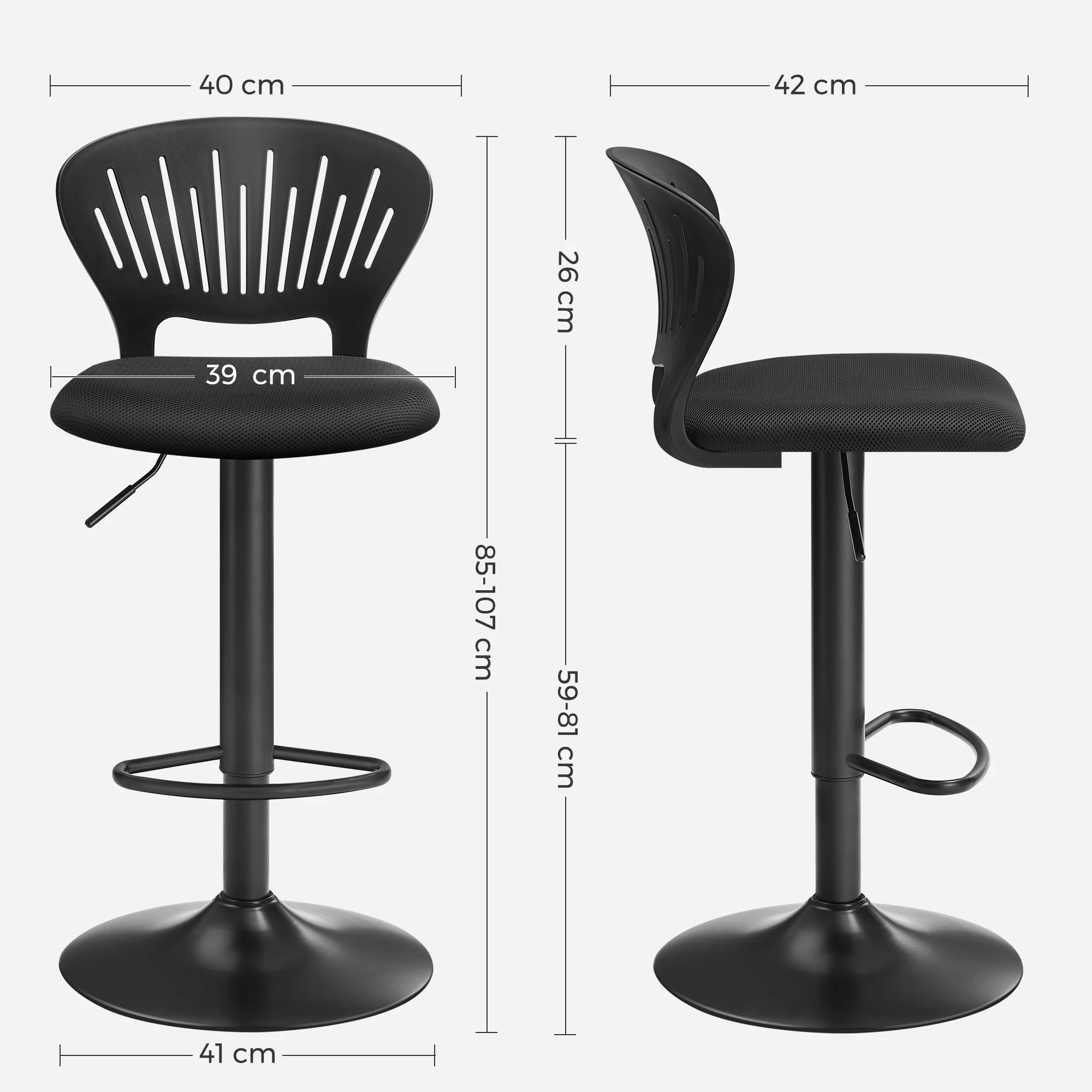 Songmics Customized Lift Rotate Bar Chairs 2 Height Adjustable Bar