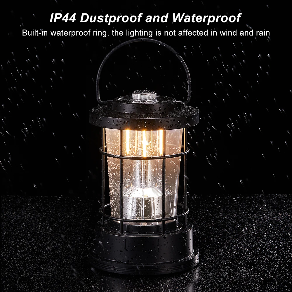 LED Camping Lantern Rechargeable Retro Metal Camp Light Waterpoor Outdoor  Tent Lantern Portable Hanging Vintage Lamp