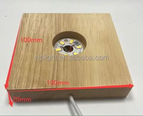 LED Wood Light Display Base for Crystal Glass Resin Art Wooden Lamp Stand Square Lighted Base 3D Acrylic Crystal Sphere Holder