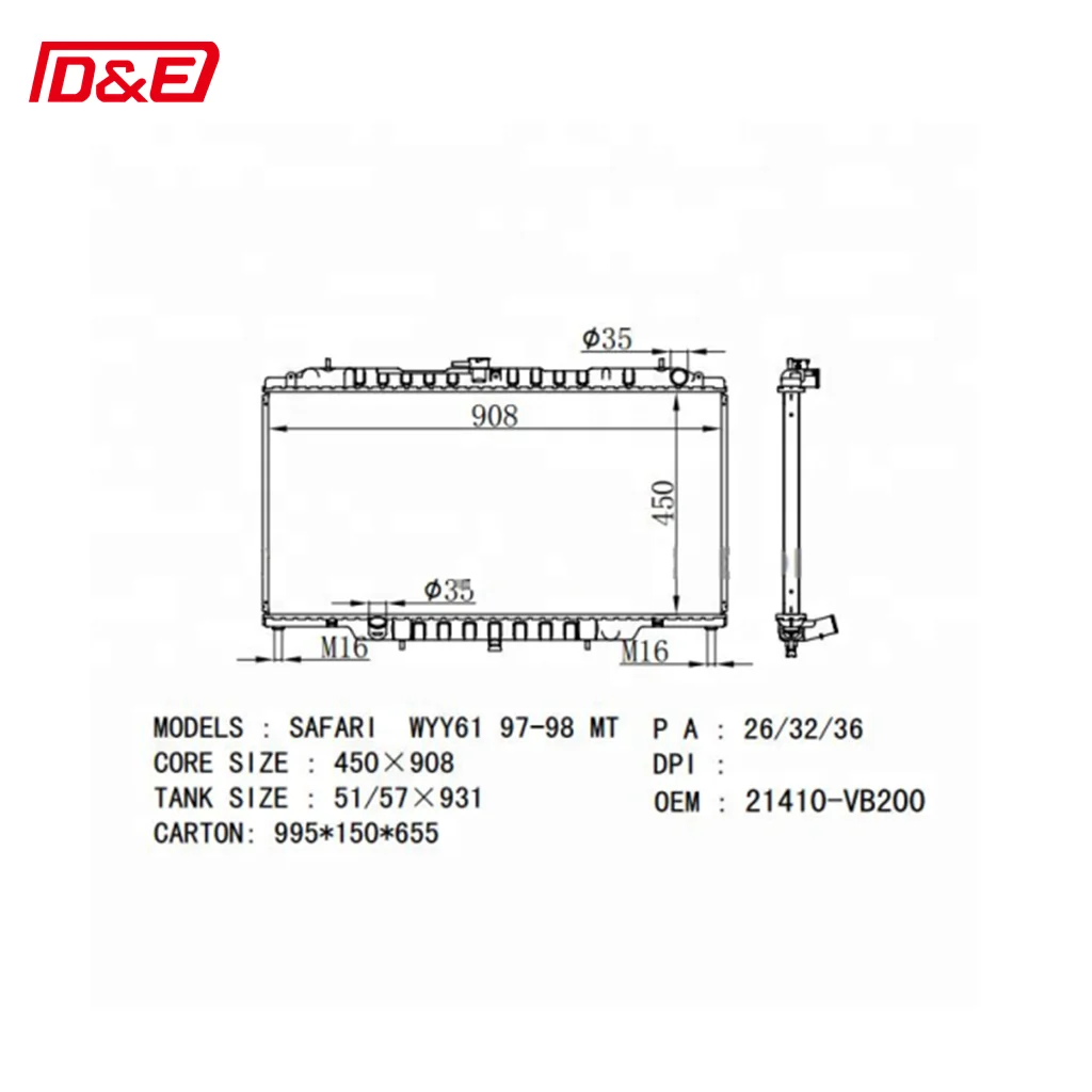 All Aluminum Radiator 21410-VB200 for Nissan Patrol GR II