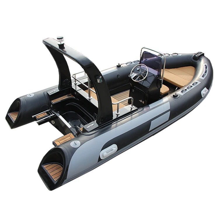 Factory sale Hypalon/PVC 4.8m RIB Boat Deep V Fiberglass Hull Inflatable RIB Boat 480 for fishing with engine