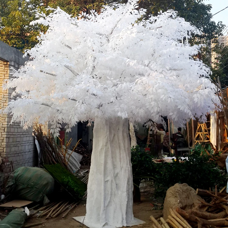White Artificial Ficus Leaf Tree Plants of Leaves for Wedding Decor