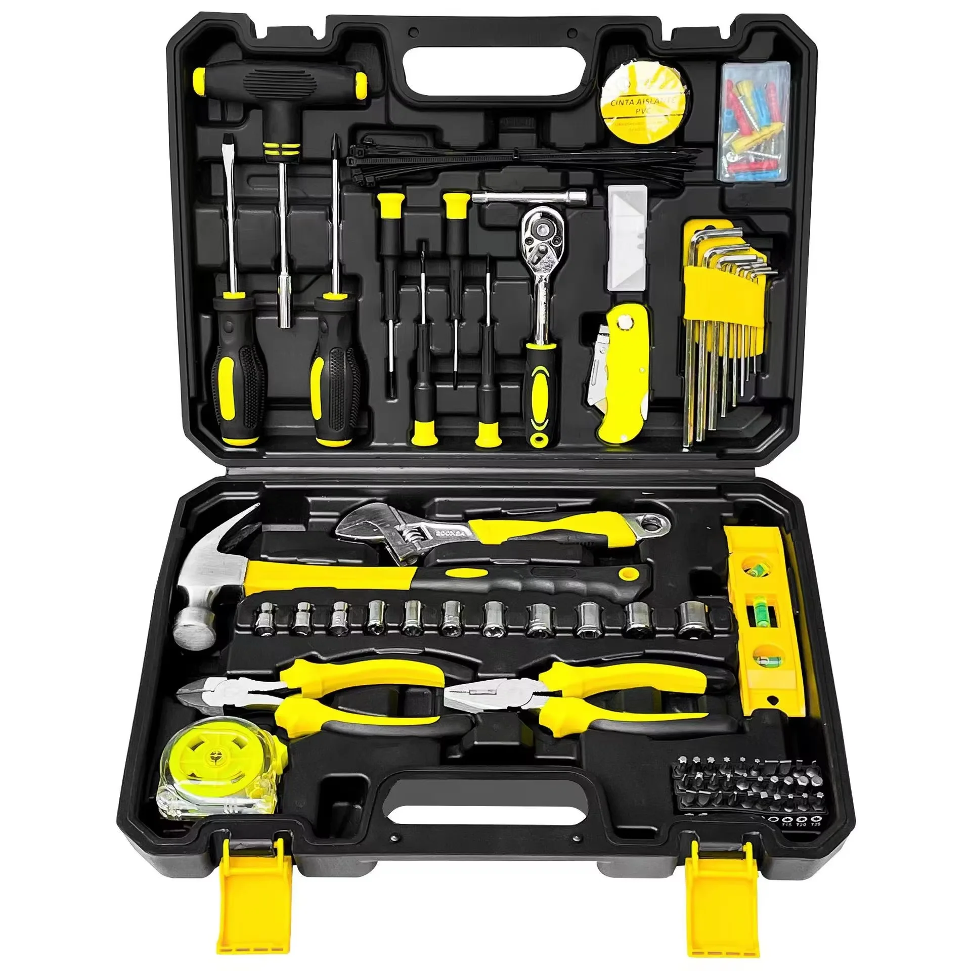 100 Piece Metal Hand Tool Set for Home Repair Mult Outils With Ratchet Bit Customizable for Mechanics Machine Use OEM Supported