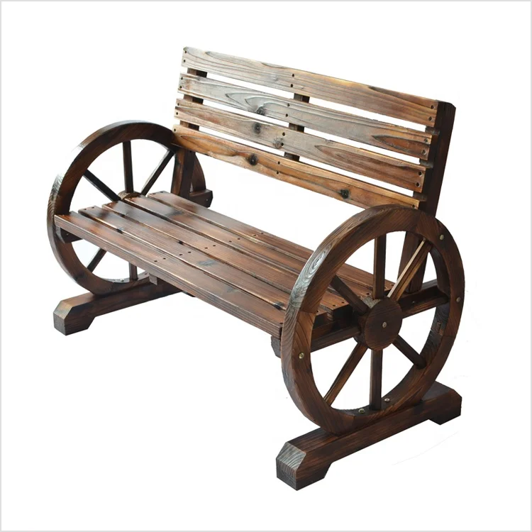 Wooden Wagon Wheel Bench Solid Wood Lounge, Patio, Balcony Wooden ...