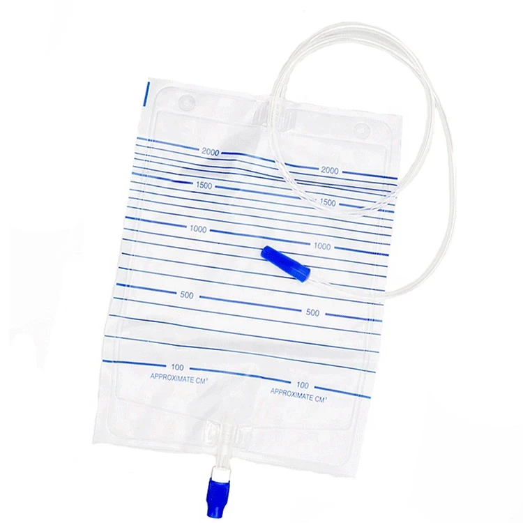 Disposable 2000ml medical economic adult urine drainage bag with screw(twist) valve factory