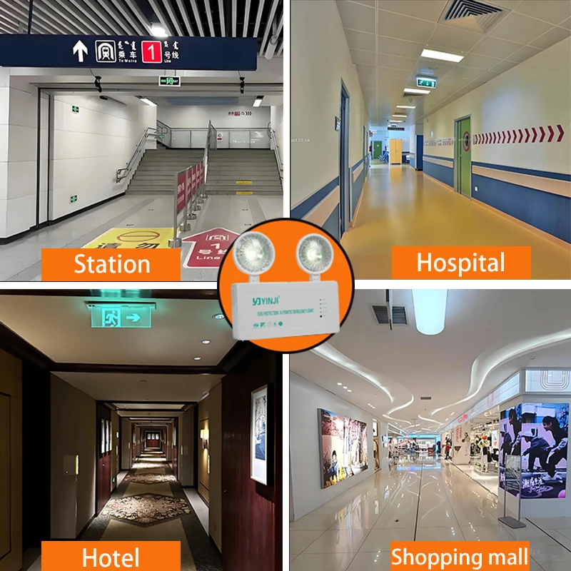 High Standard Rechargeable Exit Home System Fan Two Heads Led Emergency Light Rechargeable Twin Head Emergency Light