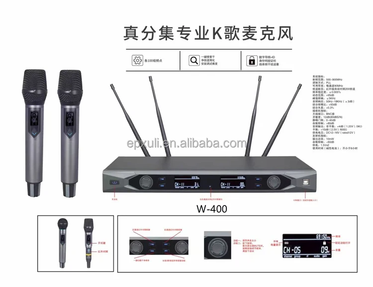 True Diversity Uhf Wireless Microphone W400 Stage Performance Long