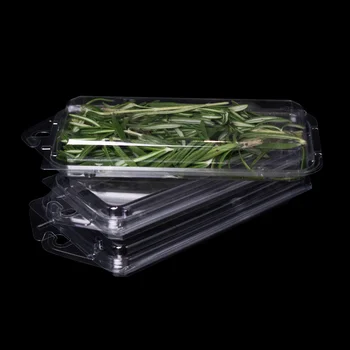 rectangle rPET plastic vegetable herb packaging box eco-friendly food grade custom manufacturer