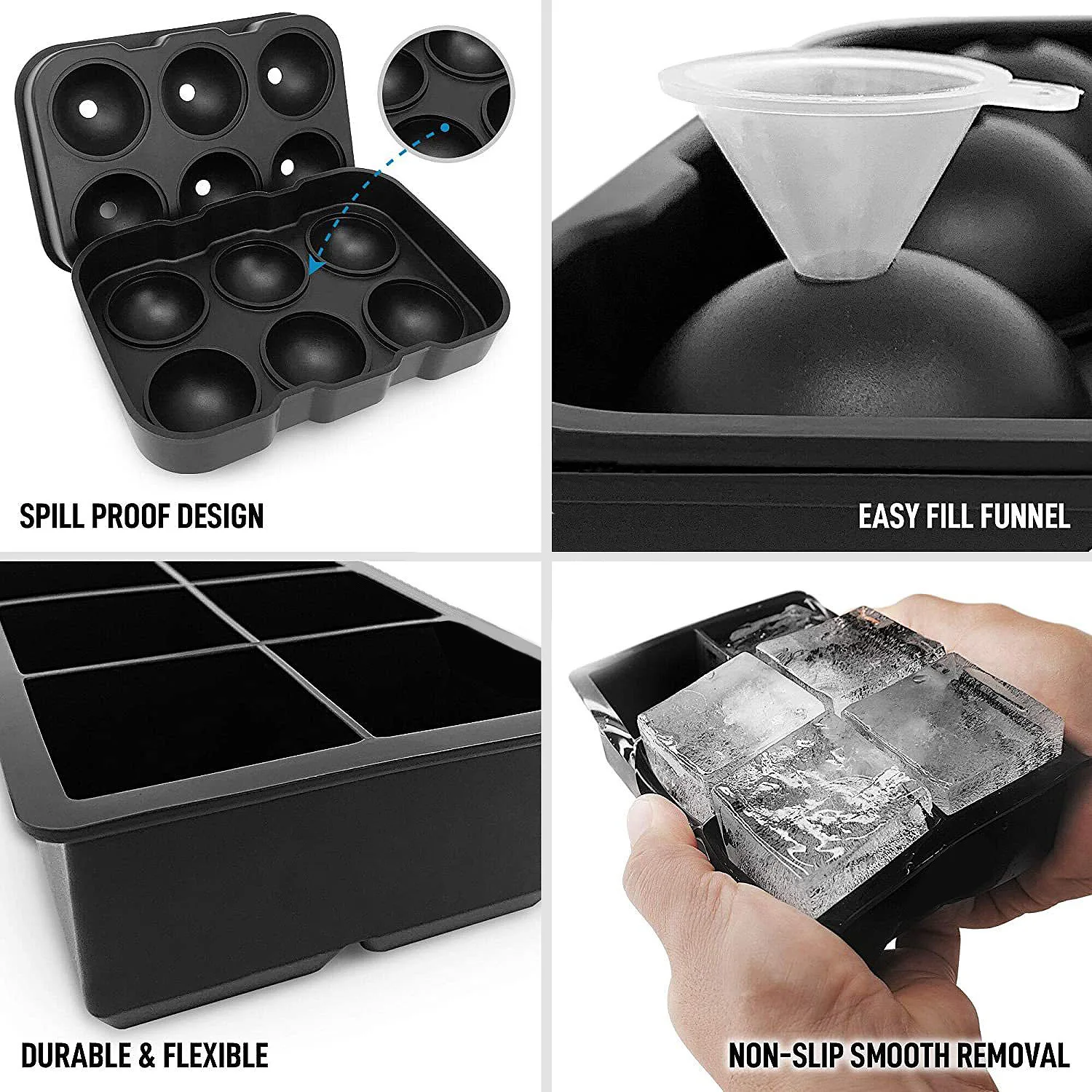 Buy Wholesale China Large Whiskey Wine Macallan Ball Maker Silicone Mold  Round Circles Block Ice Cube Trays & Ice Cube Mold at USD 0.76