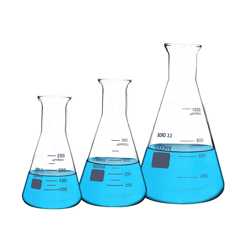 high-temperature processing clear glass conical flask laboratory