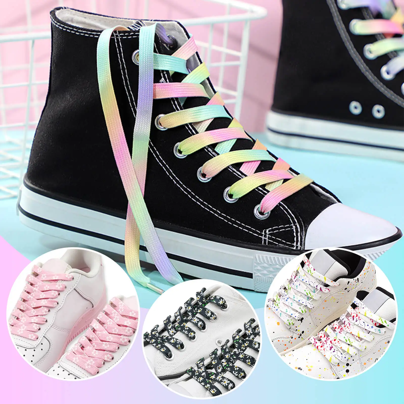 WEGOODZF Custom High Quality Durable Polyester Casual Sneakers Shoes with Flat Print Leopard Animal Pattern Shoelaces