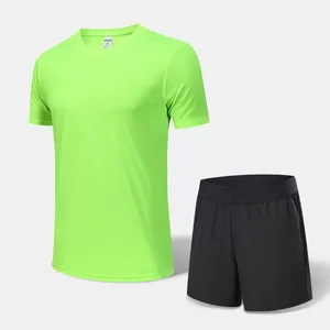 Custom LOGO Men's Summer Workout Running T-Shirt Lightweight Casual 88% Polyester 12% Spandex Short Sleeve T-Shirt Sets