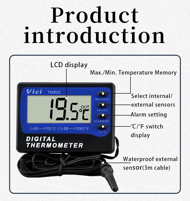 Digital Thermometer Refrigerator, Temperature Memory Thermometer