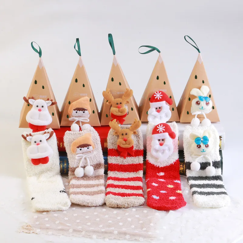 Cmax оптовая продажа, женские рождественские подарочные носки, пушистые теплые носки из полиэстера, уютные носки-Тапочки