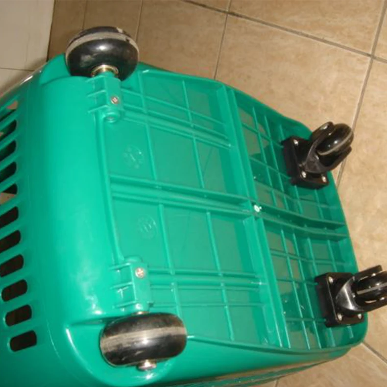 Supermarket 50L Rolling Trolley with Plastic Handle 4 Wheels Shopping Basket Plastic Basket Supermarket Shopping Basket details