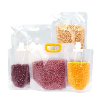 Wholesale Transparent Plastic Grain Storage Bag Moisture Proof 5kg 8kg Rice Handle Stand Up Pouch With Spout