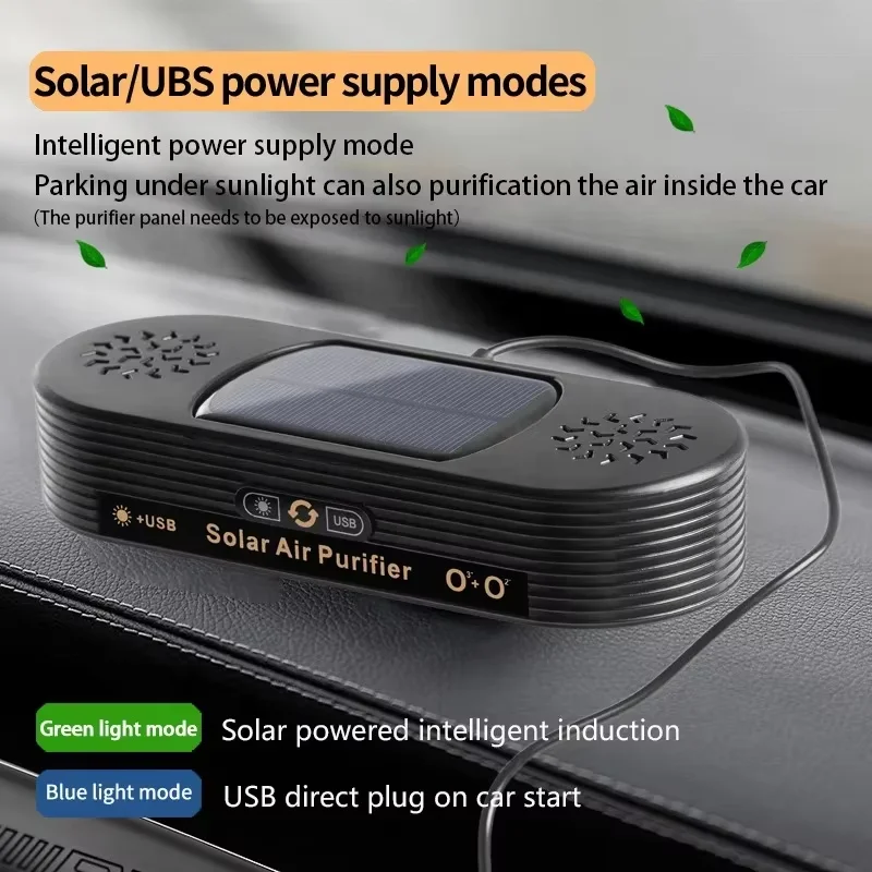 Solar Charging Air Purifier for Car 2-in-1 Solar Air Ionizer with USB Cable High Efficiency Odor Remover for Vehicle Interior 3
