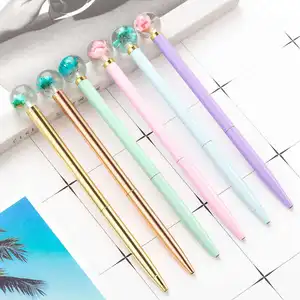 Wholesale Promotional Ballpoint Pens Dried Flower Ball Shape Small Fresh Advertising Gift with Custom Logo for Branding Gifts