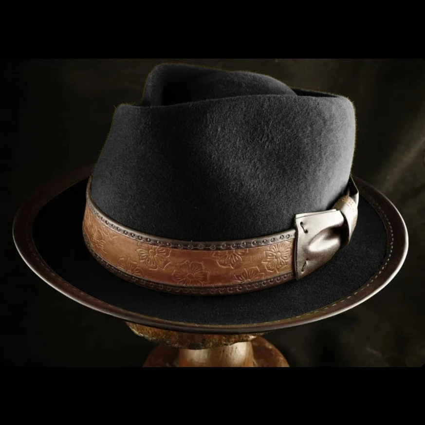 Wholesale Ready to Ship 2023 Fedora Hat with Faux Leather Belt display picture 1