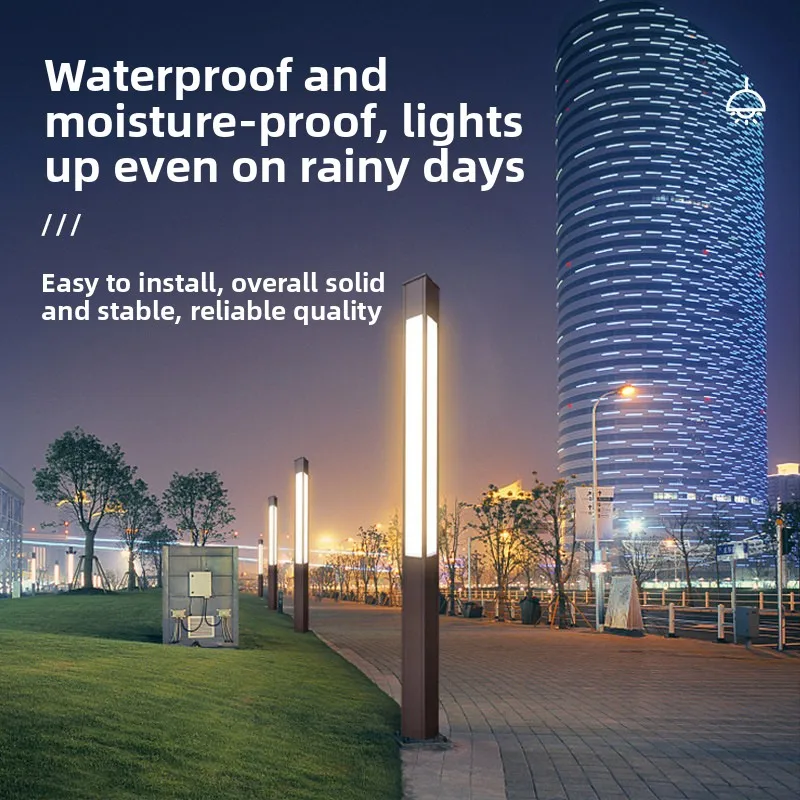 Solar-Powered Square Landscape Light Outdoor LED IP65 Iron Art 3m Garden Courtyard Streetlight