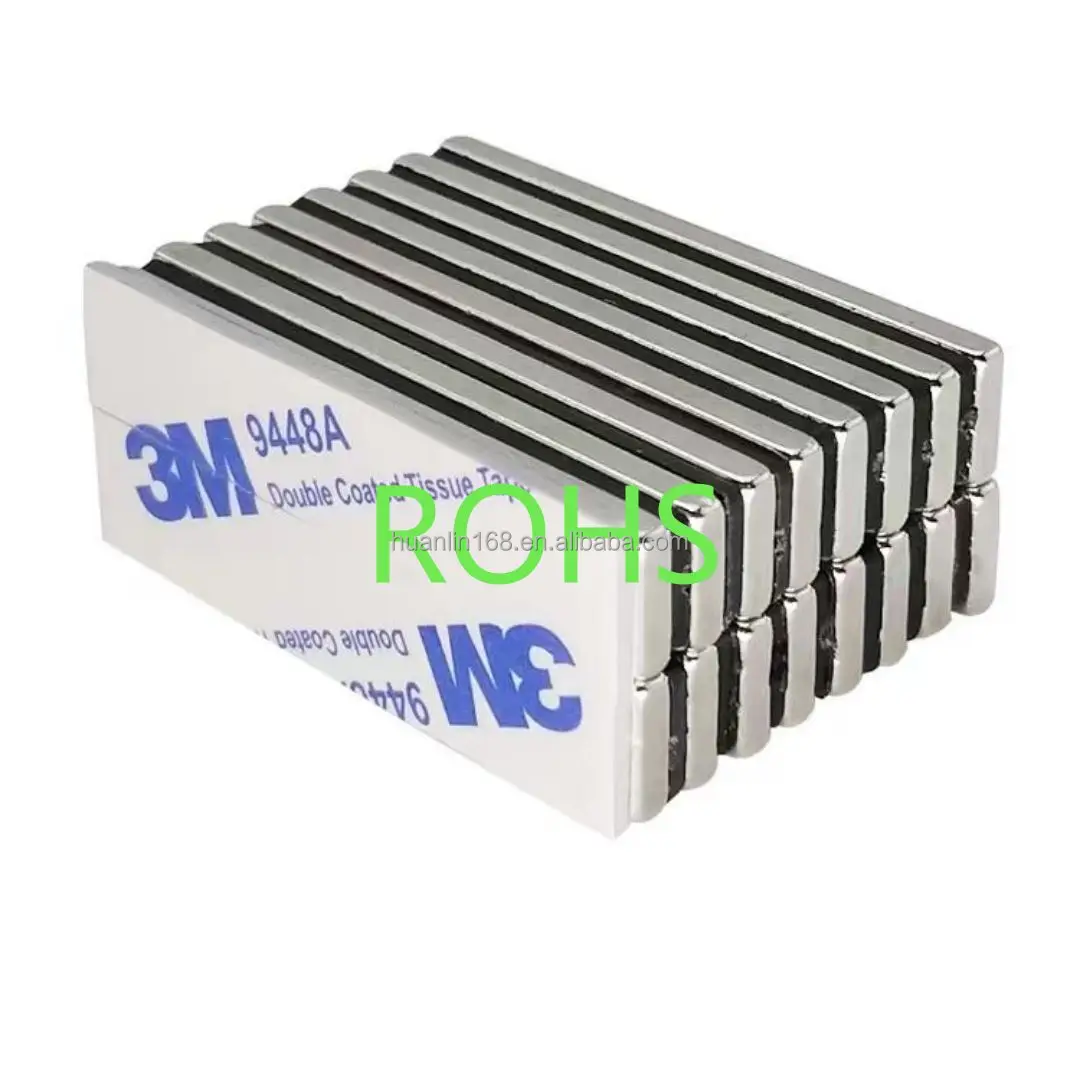 10 Aimants Néodyme N52 – Barres 40x7x3 Mm, Super Forts, Nickelés, Neufs