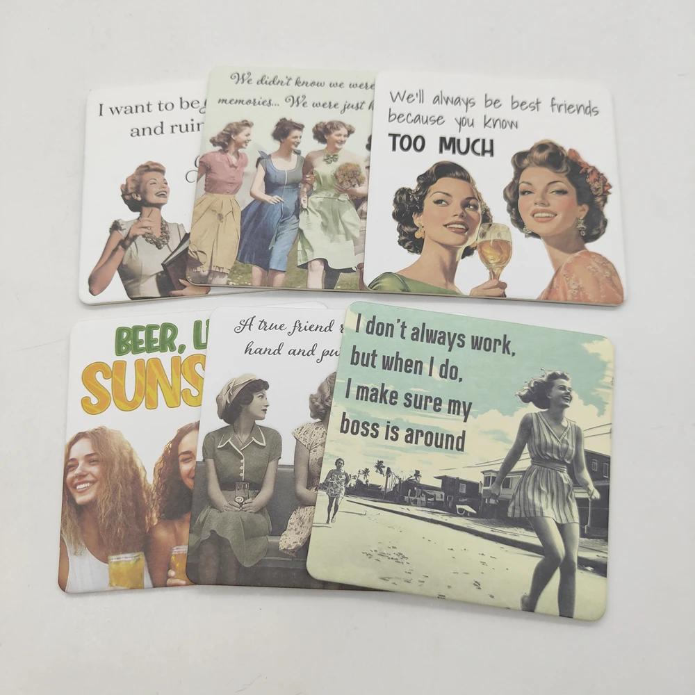 Wholesale Custom Cardboard Recycled Absorbent Paper Beer Square Drink Paper Mat Coasters