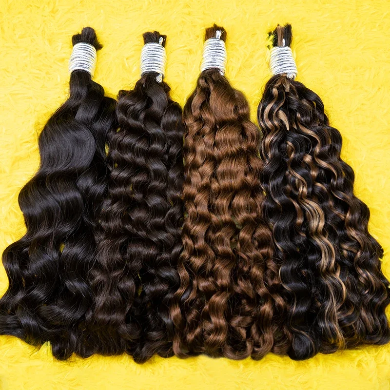 Imbierinės spalvos žmogaus plaukai, skirti pynimui, „De Cabello Natural Humano“ plaukų priauginimui, neapdoroti, be vandens banguoti, garbanoti, dideli._voghion.com