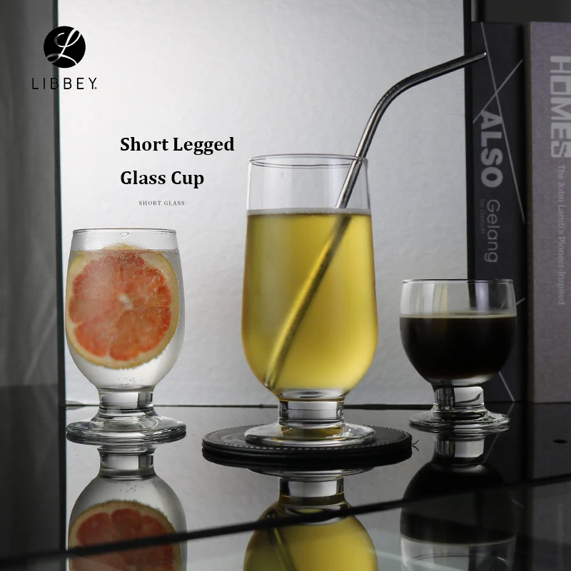 LIBBEY Retro Red Wine Glass Flutes Goblets Short Stem Multi-Use Water Cup for Wine Brandy Other Beverages Transparent Glassware