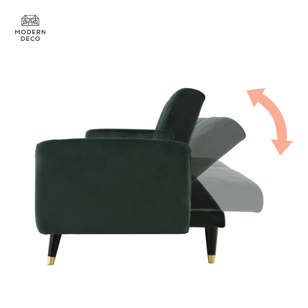Ugoden futon pretvorni kanape moderna roza Zelena sametni krevet-sofa