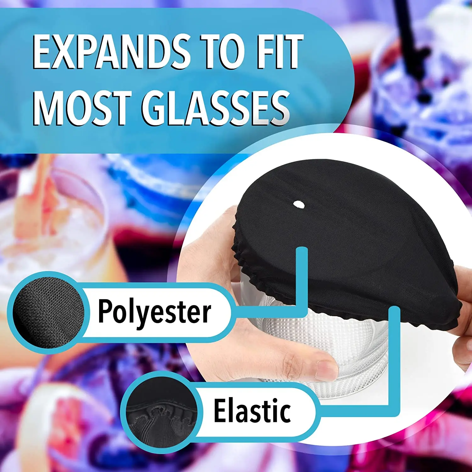 Custom Logo Condom Cup Lids Spiking Prevention Black Elastic Cup Lid