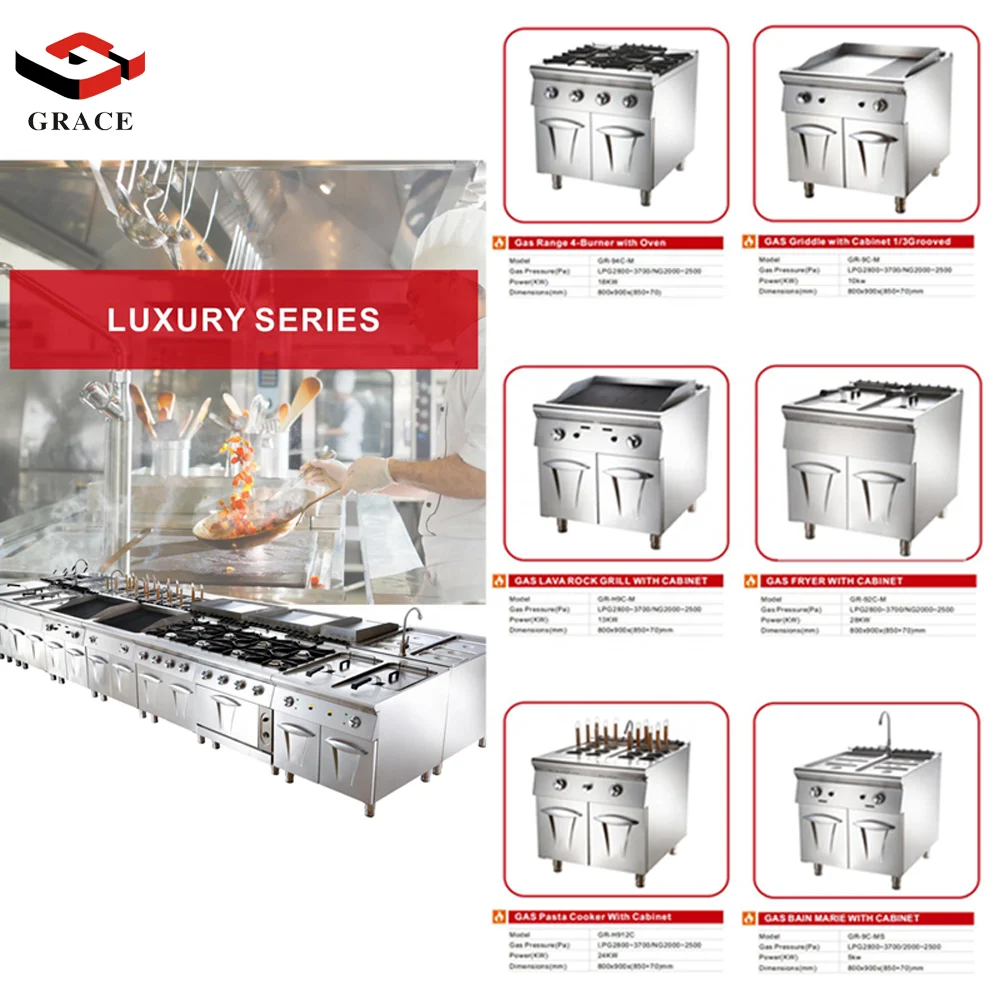 Heavy Duty Seafood Buffet Bakery Gas Stove Restaurant Set Commercial
