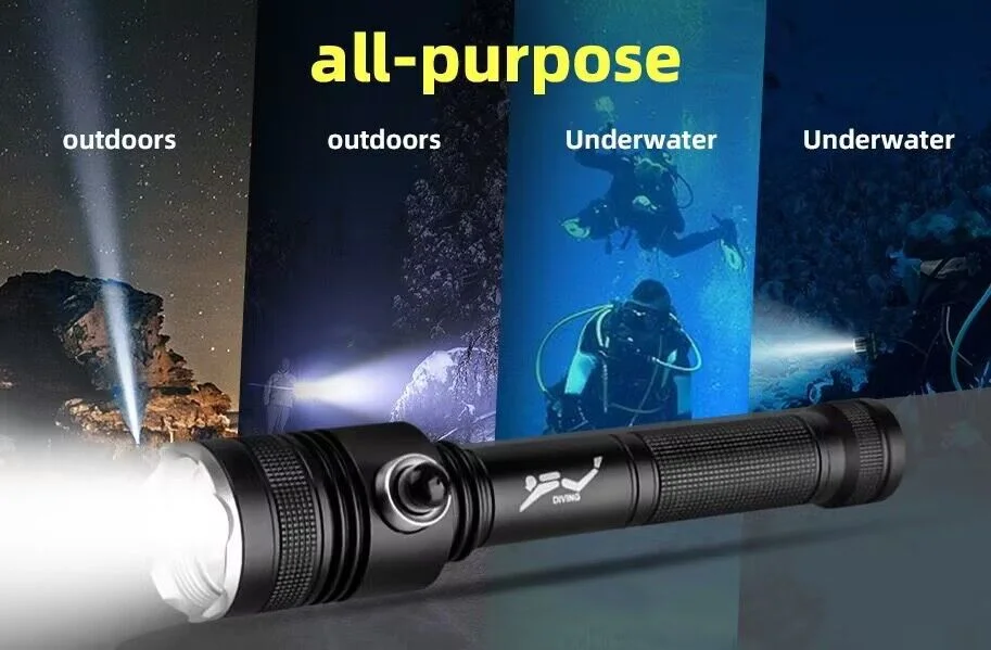 Super Bright Scuba Diving Light Professional Aluminium Alloy Underwater Diving Flashlight supplier