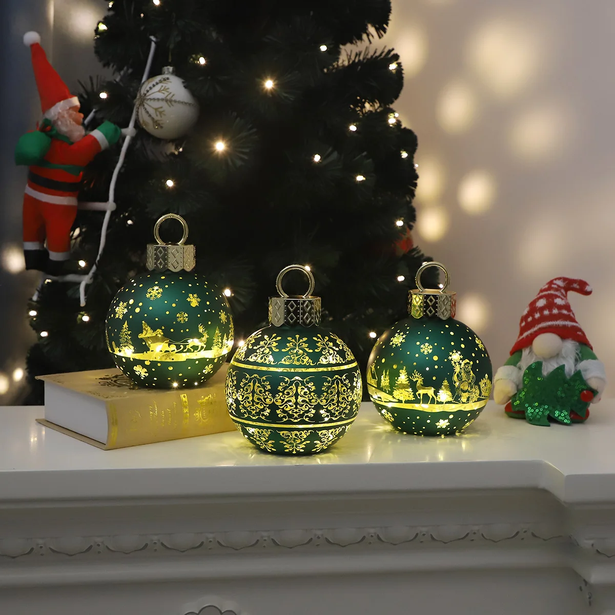 Wholesale led lighted up colored battery glass ball for home party decorative ornament