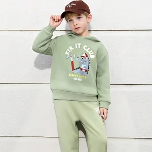Wholesale 100%  Kids Casual Suit with Cartoon Dinosaur Print Natural Plant Dye Boys Clothing Sets