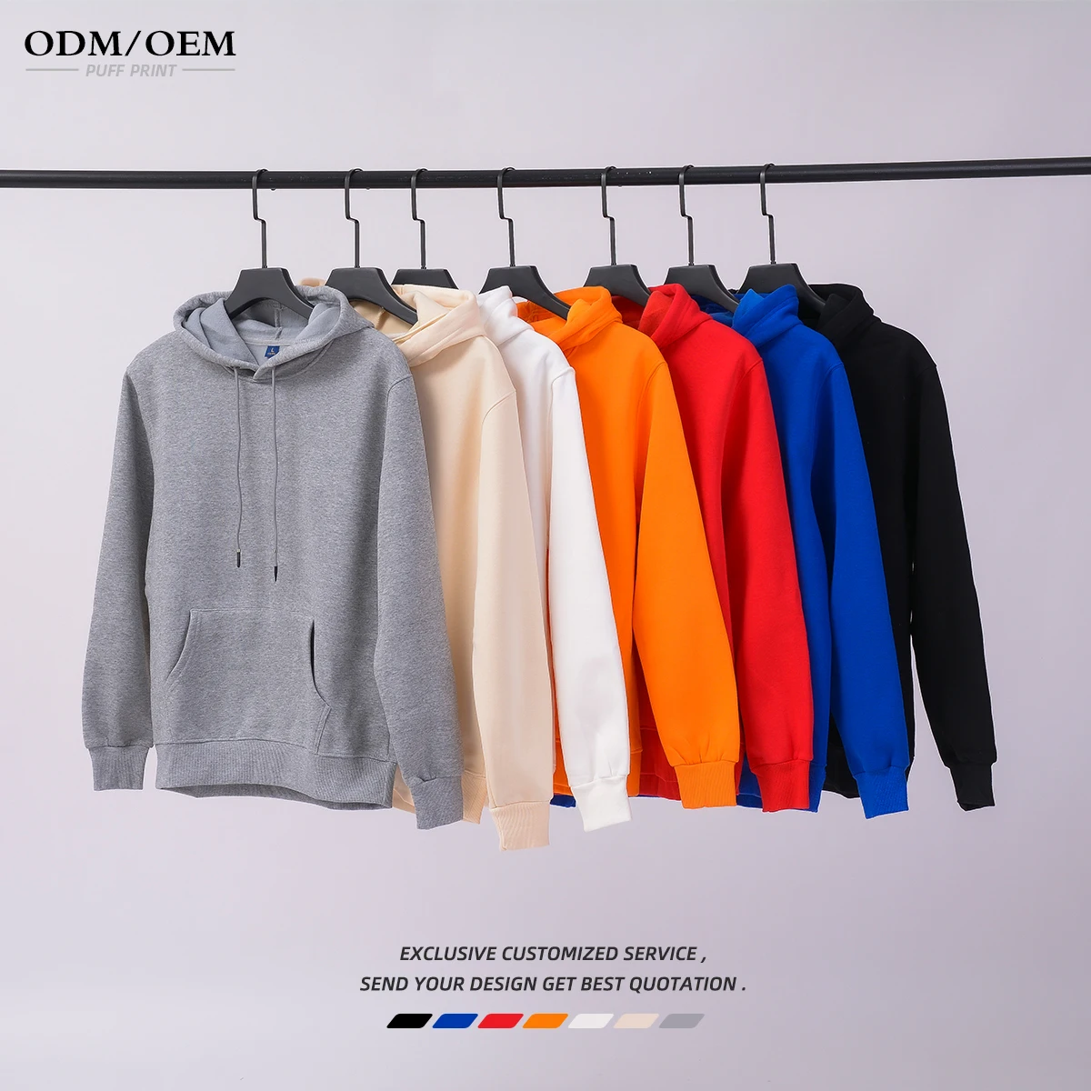 High Quality 500GSM Custom Silver fox Wool Puff Printing Hoodie