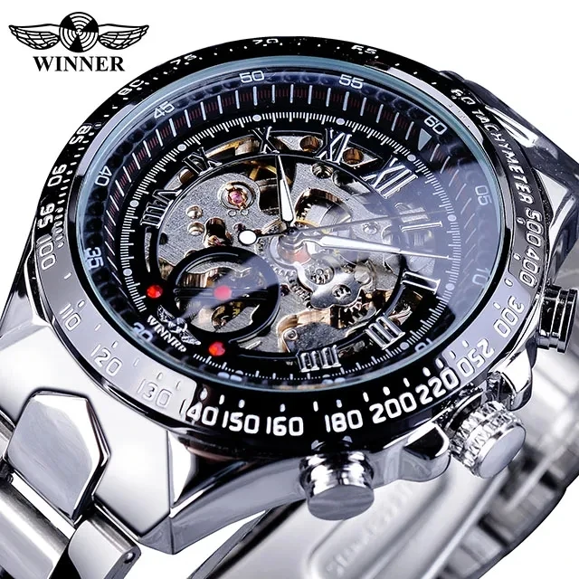 WINNER 8067 Accurate Gold Mens Mechanical Watch Creative Product Steel Band Water Proof Automatic Skeleton Business Watch Price