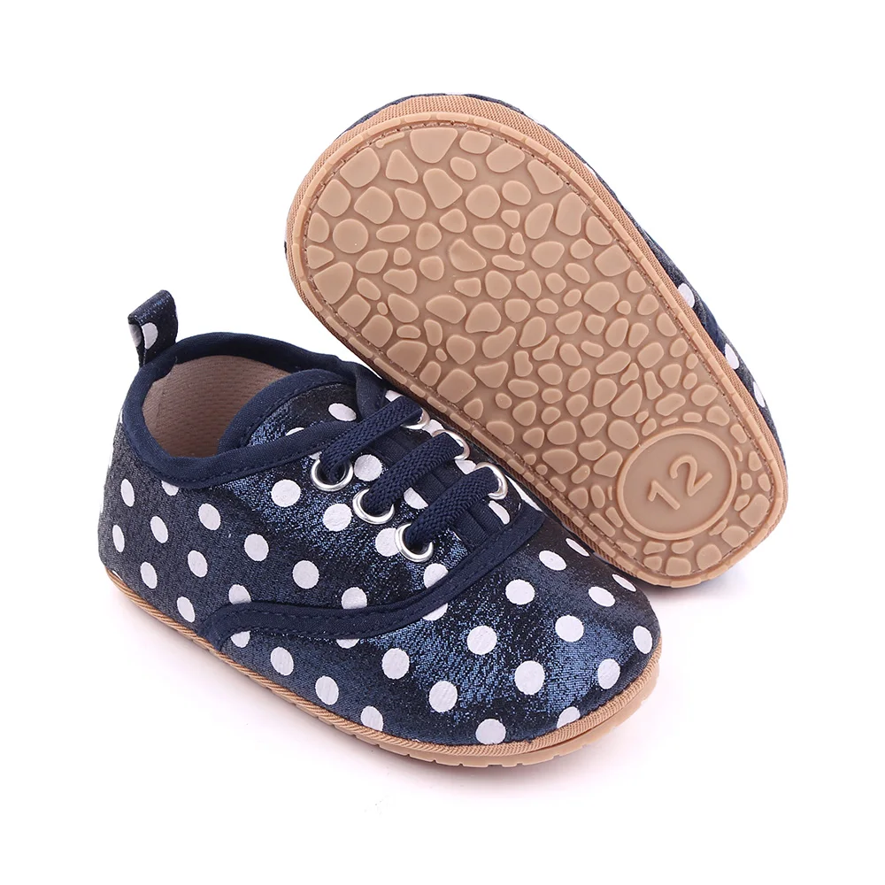 Solid Color Sparkling Round Polka Dot Decorative Elastic Baby Soft Soled Toddler Shoes factory