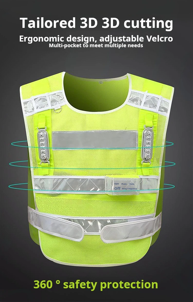 Custom logo printing reflective vest night LED flashing safety vest multi function reflective safety