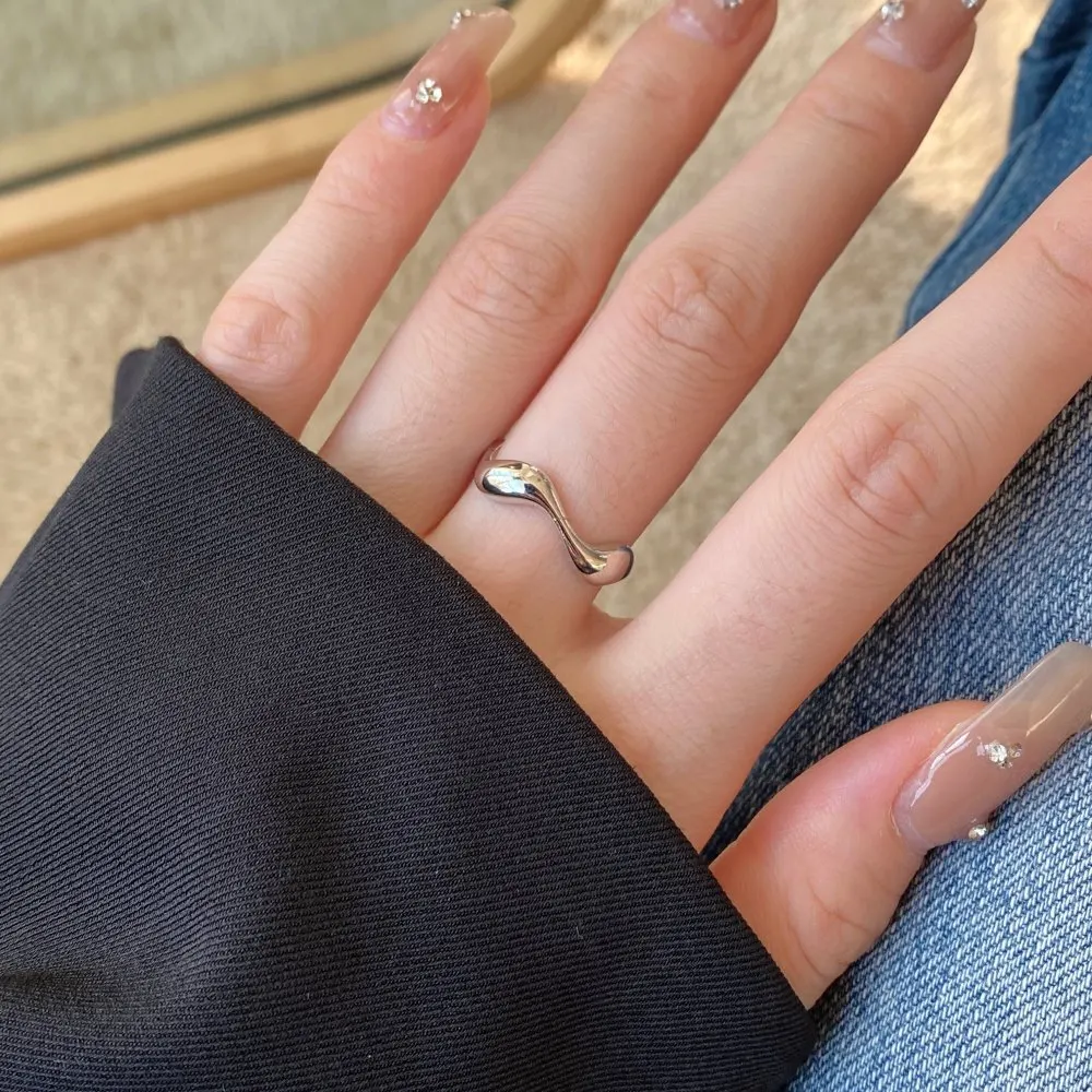 KAKODIY Personalized Women's 925 Sterling Silver Ring Rhodium Plated Daily Jewelry Polished Irregular Opening Adjustable Women's Ring detail 3