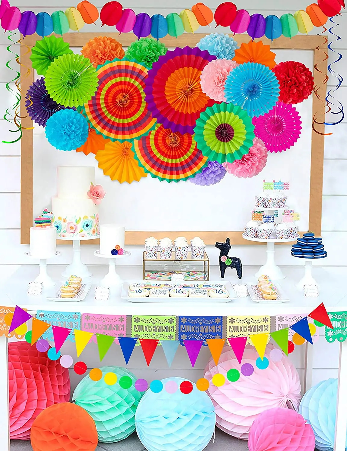 Mexico Flag Birthday Party Supplies Set For 16 Guests - Plates, Cups, Napkins