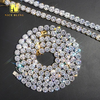 Big size  iced out cz tennis chains 18k gold pvd plated 10mm 316l stainless steel tennis necklace and bracelet for men women