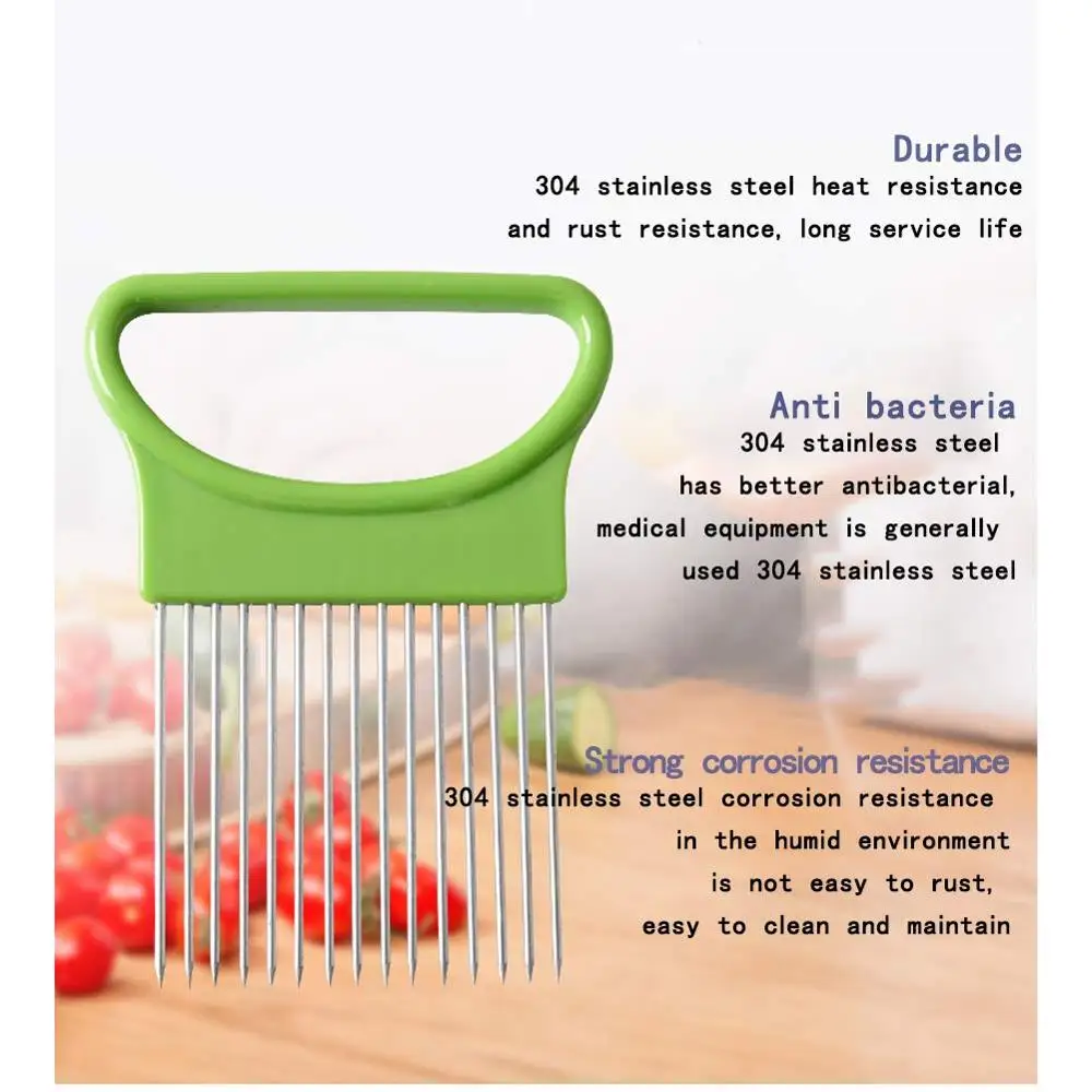 Лидер продаж, оптовая продажа, держатель для лукового резака из нержавеющей стали высокого качества для нарезки лука, держатель для нарезки лука