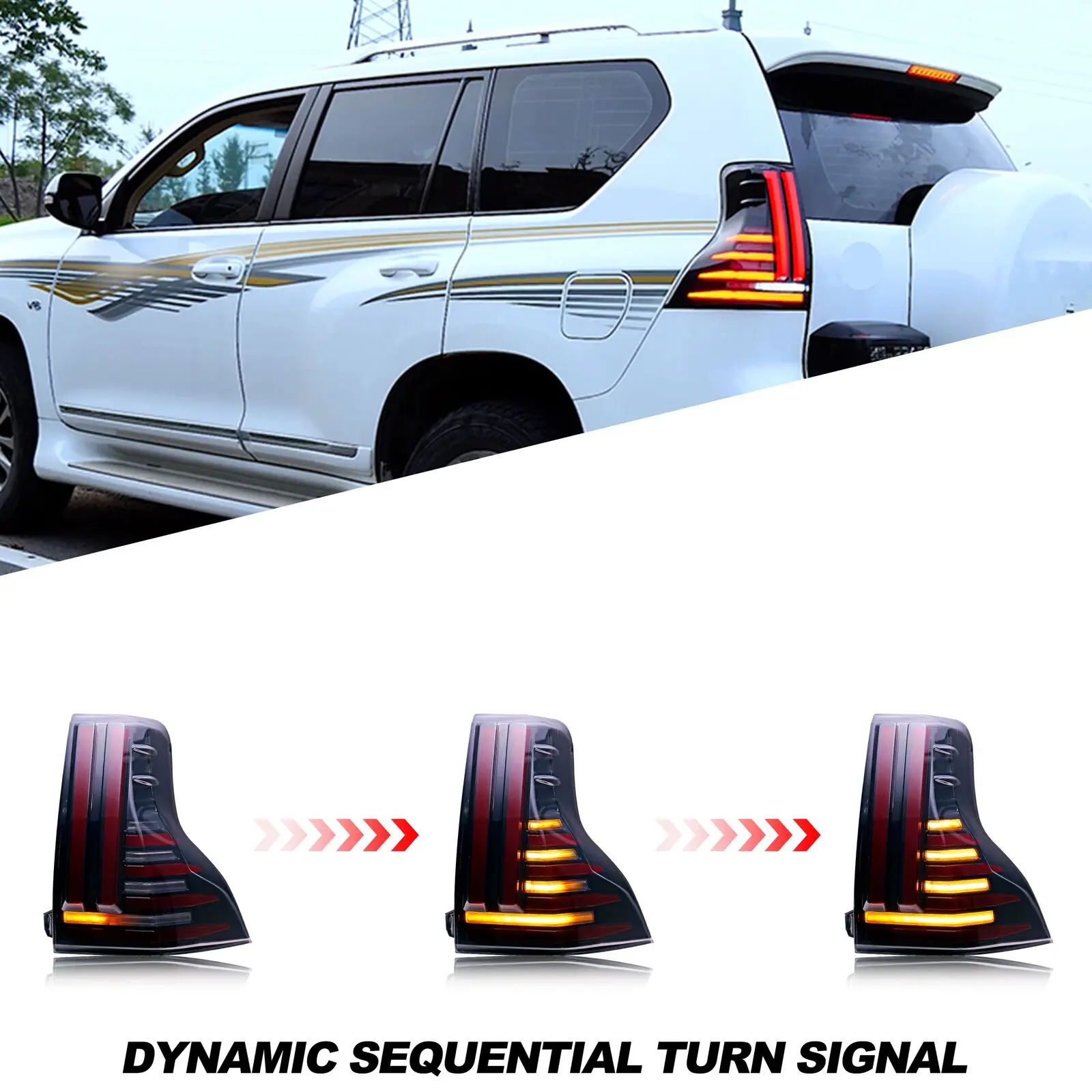 Auto Lighting System Taillight Modified Led Tail Lights for Prado LC150 2010-2017 Lexus Gx 460 2018 2019 2020 2021