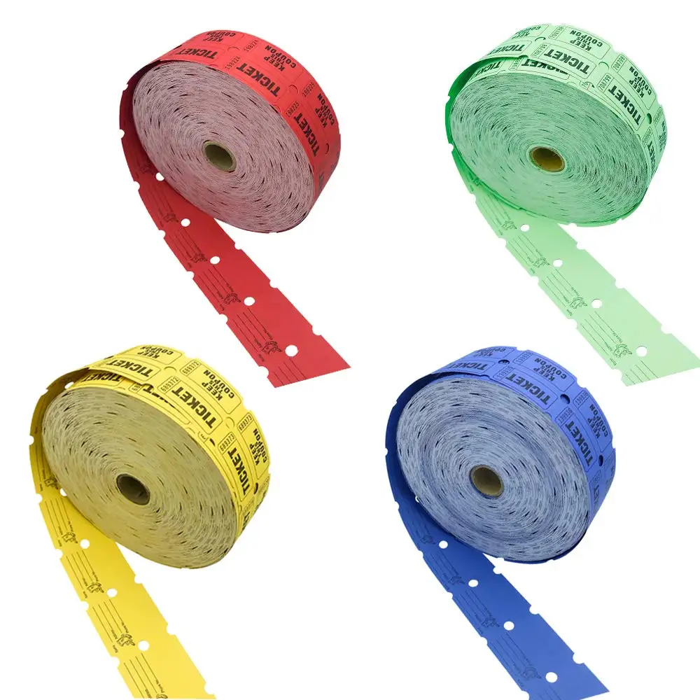 
Билет с двойной рафилой 2000 билетов в рулоне, красный, синий, зеленый, желтый 