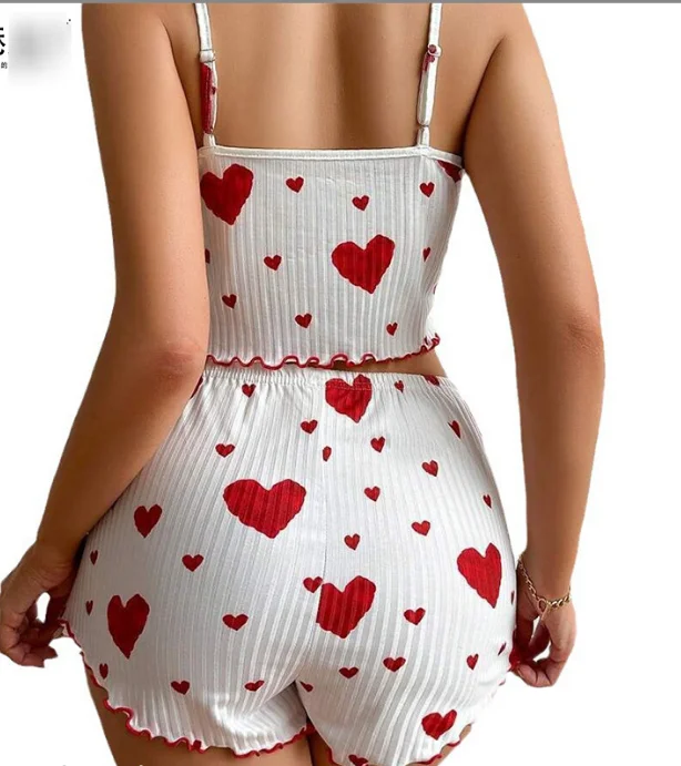 New Arrival  Fast Delivery Print Heart Pyjamas Women Sleepwear Girls Sleepwears Plus Size Women's Sleepwear