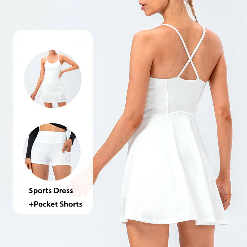 exercise dress with detachable shorts Amazon.com: Ewedoos Athletic Tennis Dress for Women with Shorts Underneath Easy Peezy U Neck Adjustable Straps Active Workout Dress : Clothing, Shoes & Jewelry