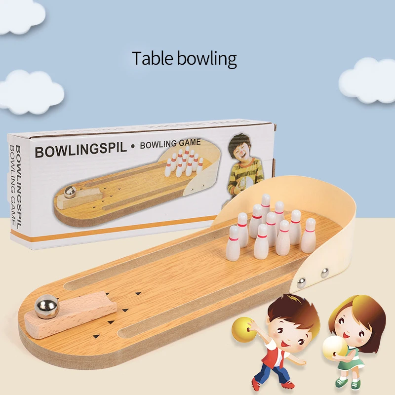 Mini Wooden Table Top Bowling Game Set for Men Women Kids Teens Boys Girls