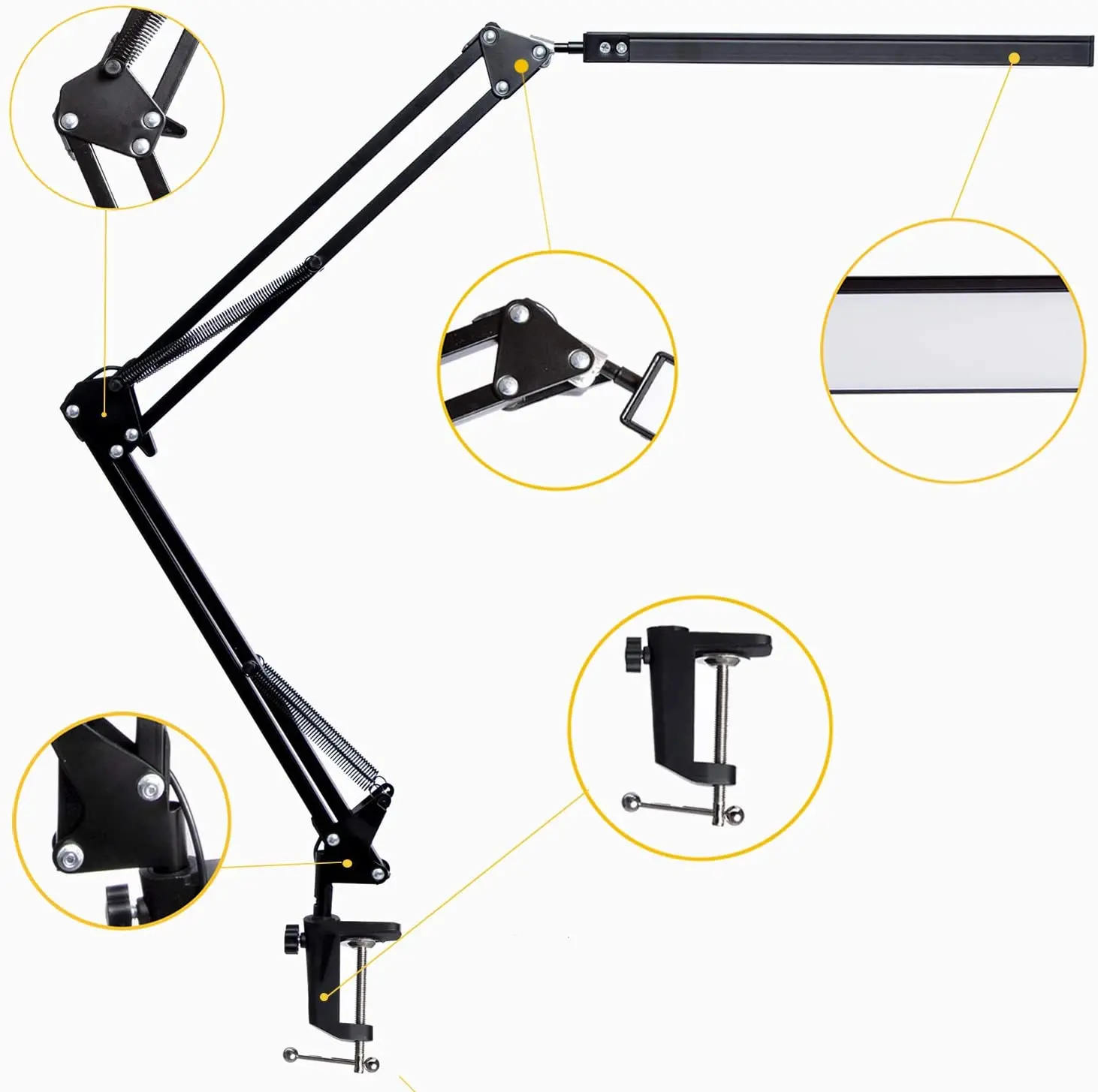 LED desk lamp with metal swing arm and fixture, dimmable architect task lamp, 3 color modes and 10 adjustable brightness