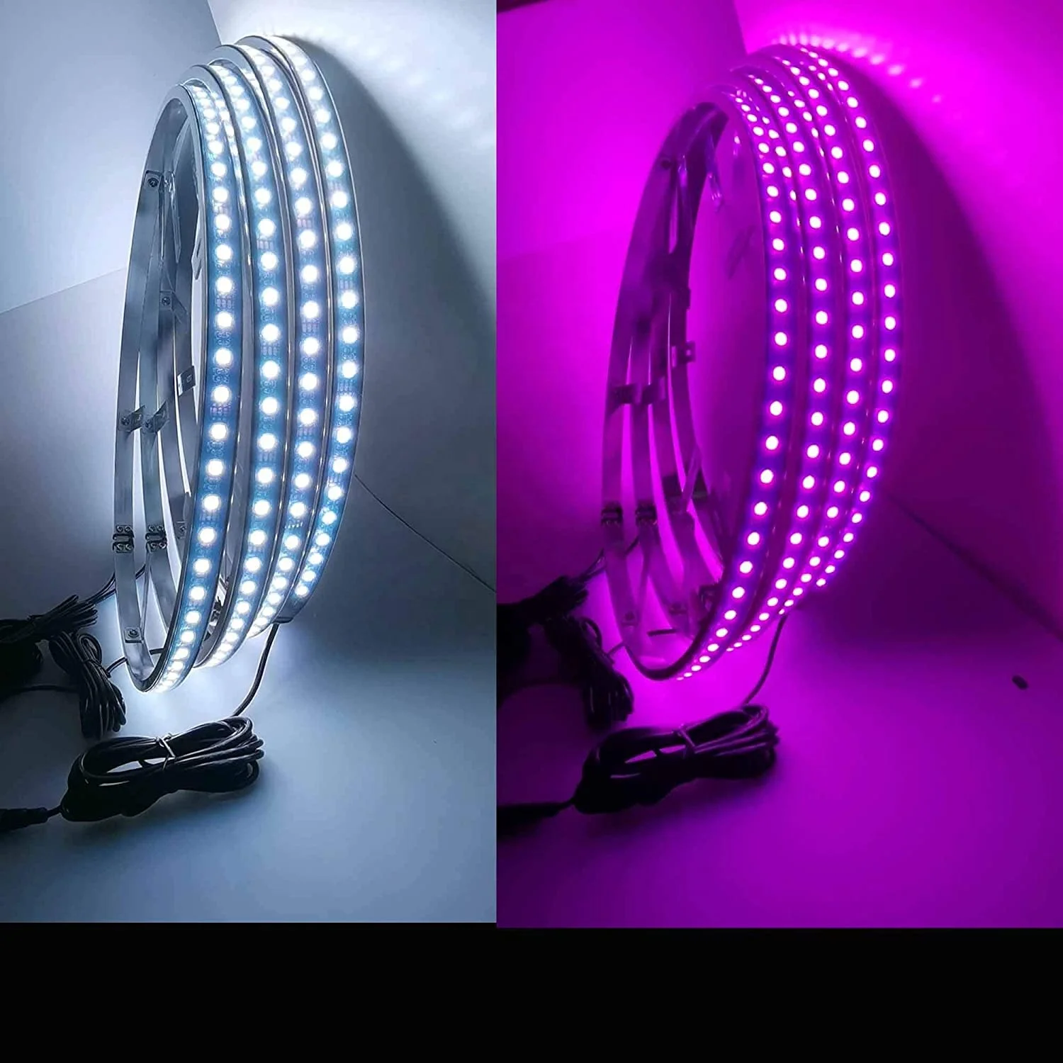 4pc 15.5Inch RGBW Auto Multiple Million Color + Pure white Wheel lighting kit with Million color APP controller 17